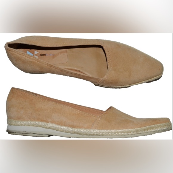 DANIBLACK 7 M BEIGE CAMEL SUEDE LEATHER ESPADRILLE LOAFERS FLATS COMFORT SHOES - Picture 1 of 5